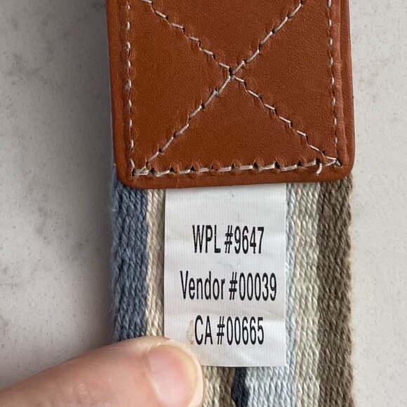 Eddie Bauer Outfitter Stripe Textile Belt Brass Buckle Leather Trim 34"-38" - Picture 6 of 10